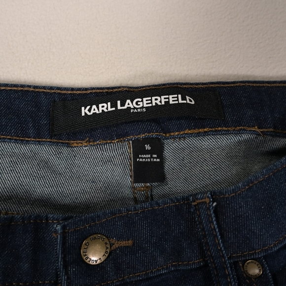 KARL LAGERFELD Paris Jeans Womens Size 16 Tuxedo Stripe Straight Leg Blue - Picture 14 of 16
